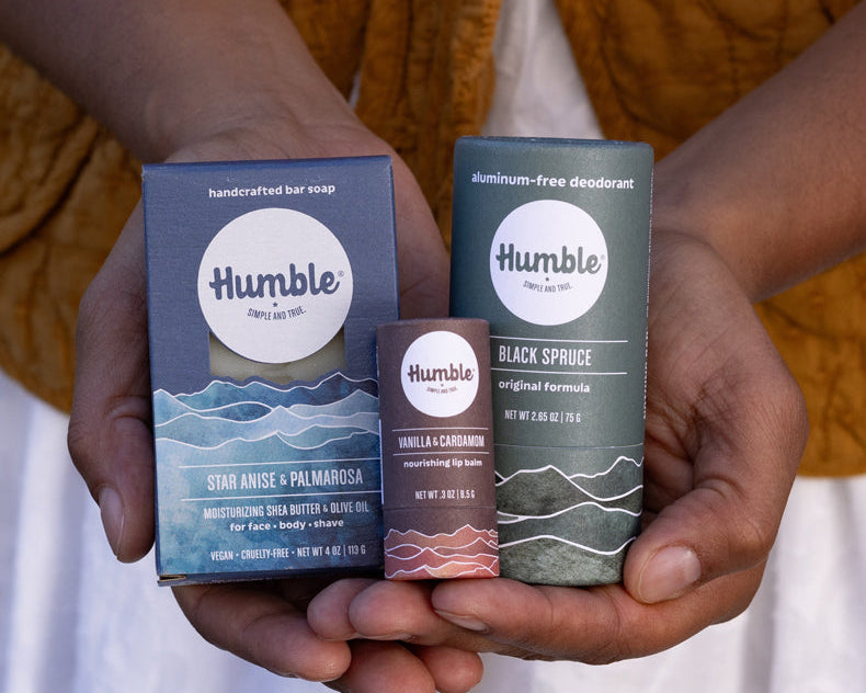 Close up shot of Soap, Lip Balm and Deodorant