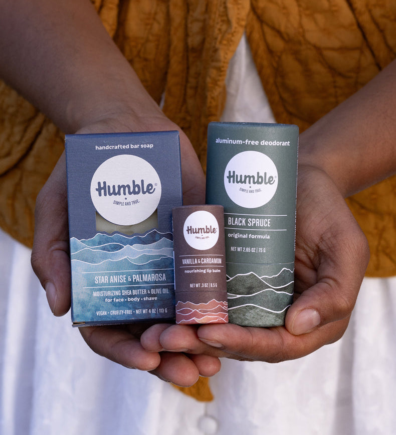 Close up shot of Soap, Lip Balm and Deodorant