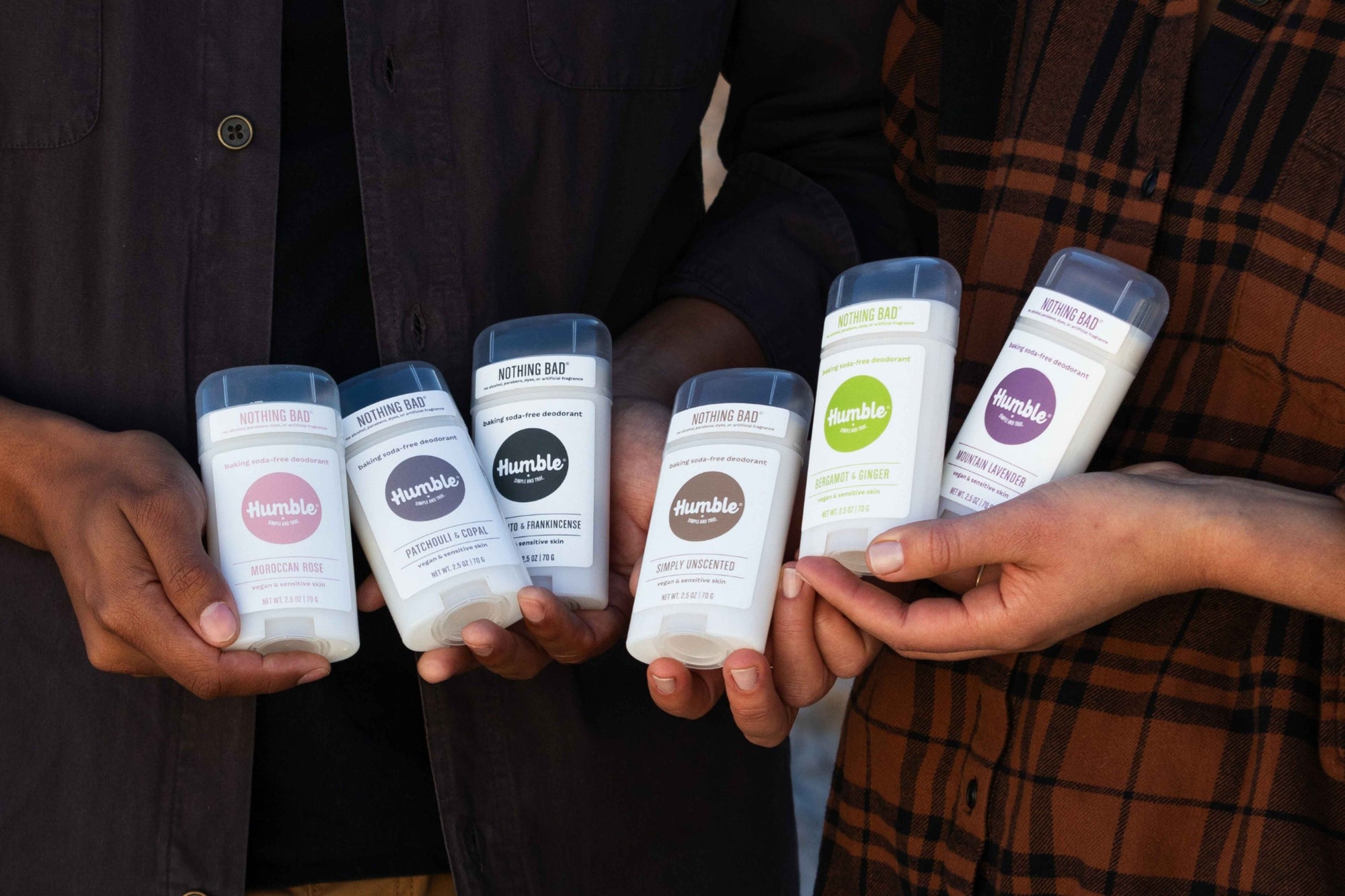 A collection of Humble Brand deodorants