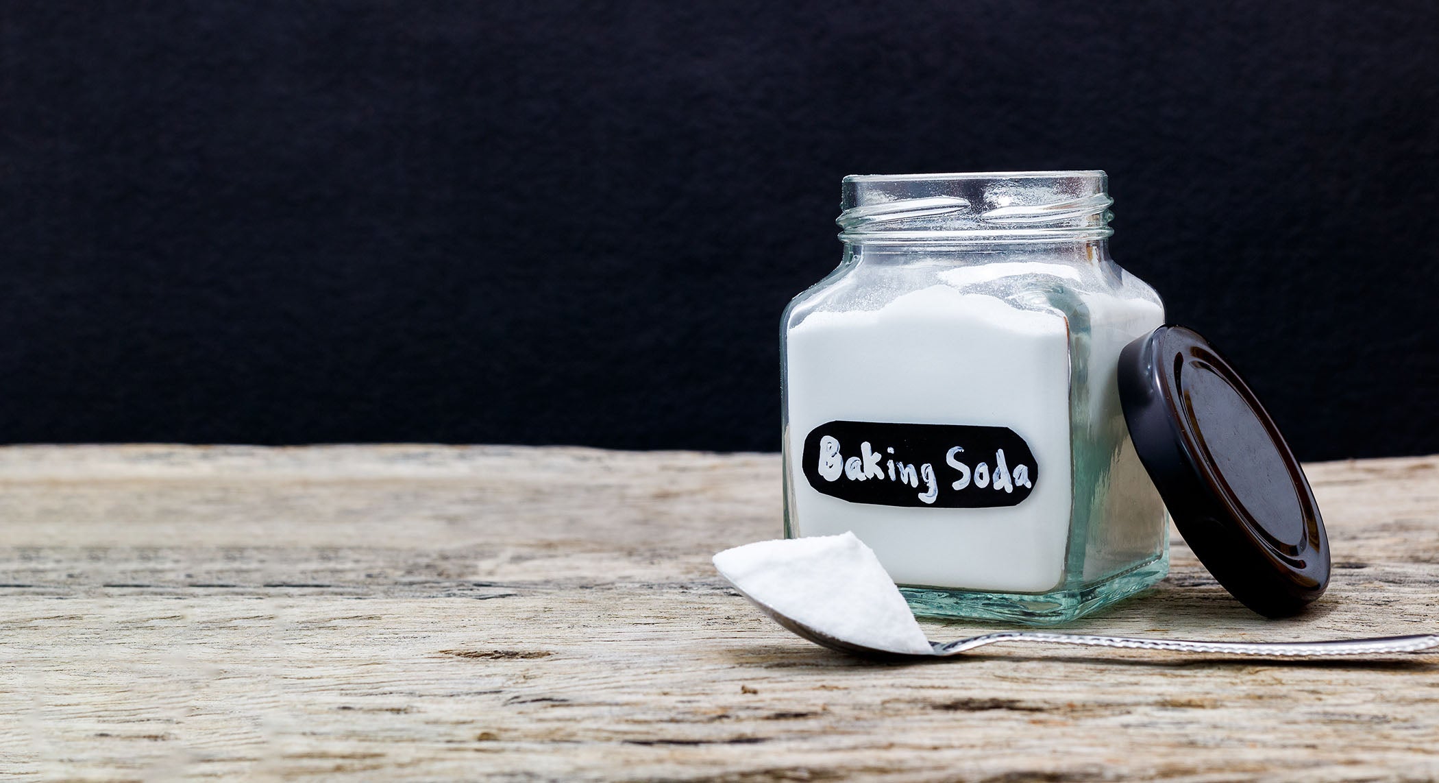 baking soda on a wooden table