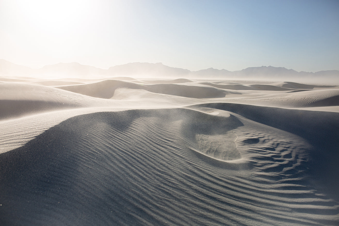 Stretches of white sand dunes