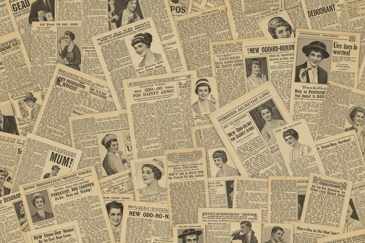 A collection of old catelog ads for personal and beauty care