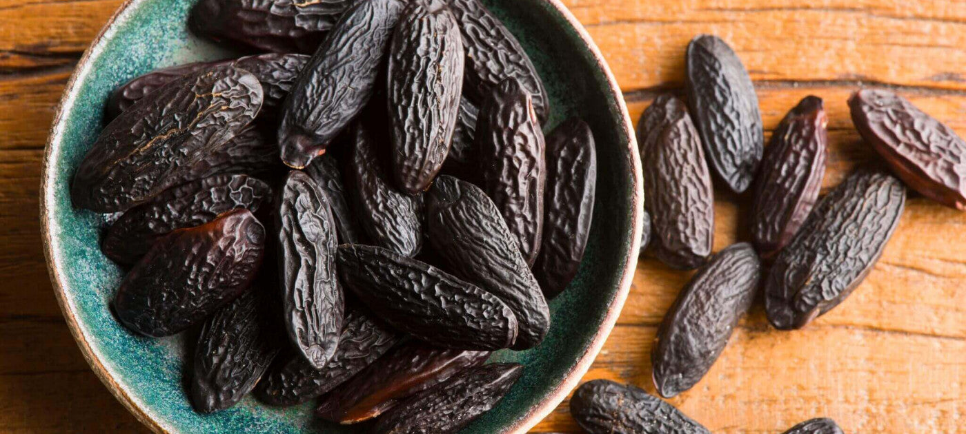 Tonka beans in a bowl