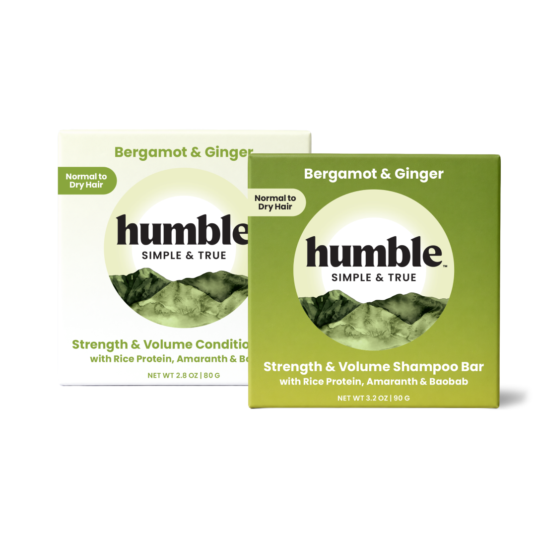 Strength & Volume Shampoo and Conditioner Bars, Bergamot & Ginger, paired product shot
