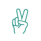 drawing of a hand making a peace sign 