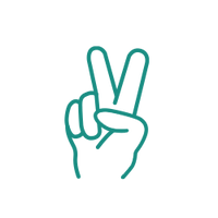 drawing of a hand making a peace sign 