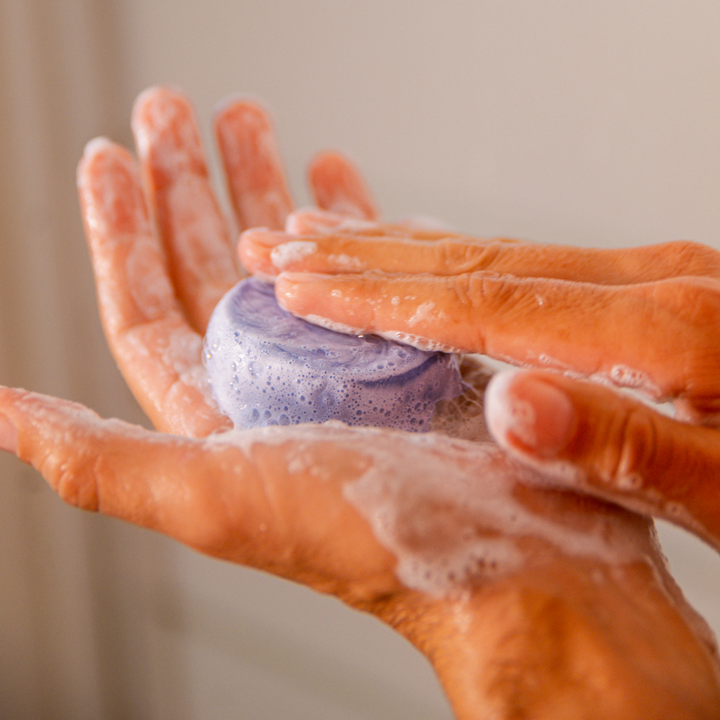 Balance & Shine Shampoo Bar, Rosemary & Mint, styled product shot