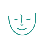 drawing of a smiling face with closed eyes